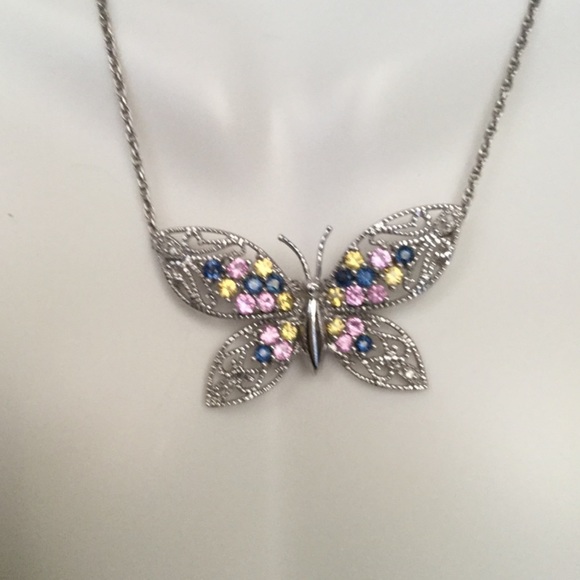 10k, SAPPHIRE BUTTERFLY PENDENT - Picture 5 of 5